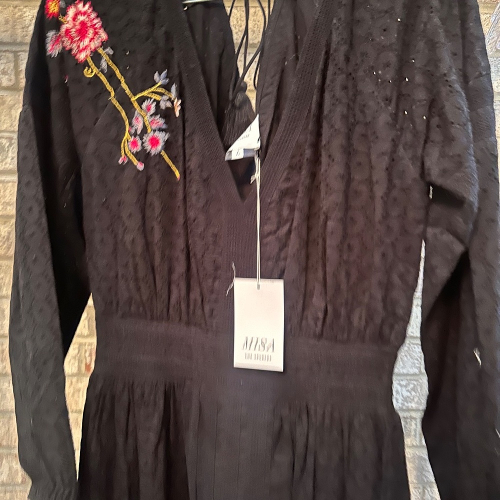 NEW Misa Black Eyelet Floral Maxi Dress - Women's Large - Picture 3 of 5